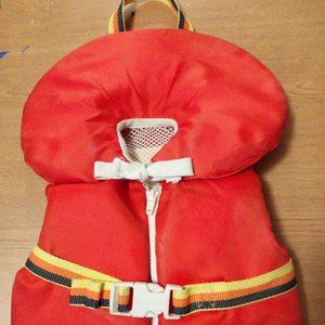 VINTAGE STEARNS Child's Infant Life Vest Buoyant Vest Classic Orange Retro Strip